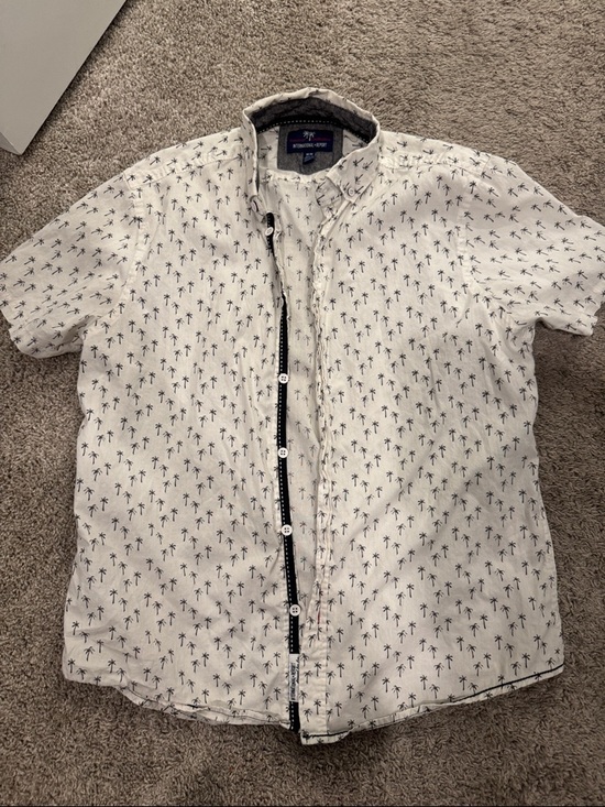 Arrow Other - Palm Print Button-Down Shirt in White and Black